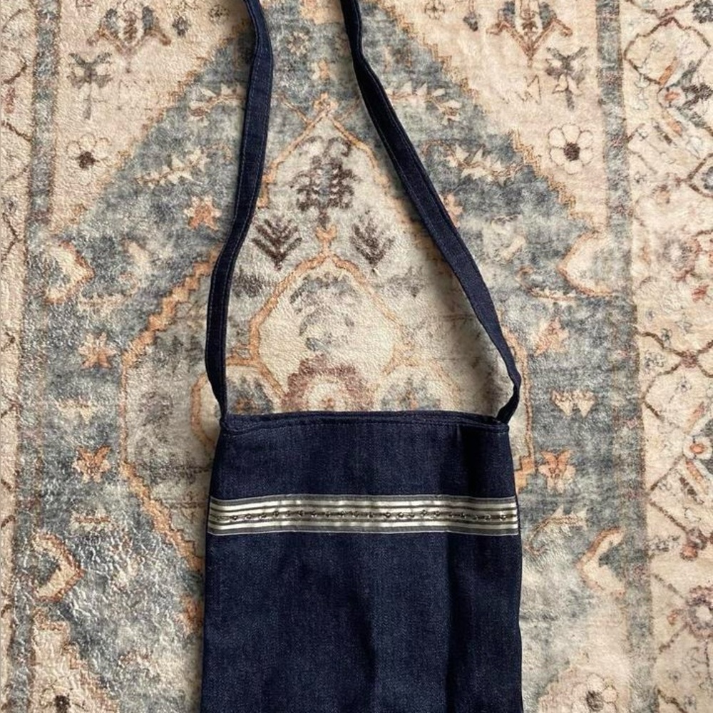 Stylish Denim Crossbody Bag with Silver Accent